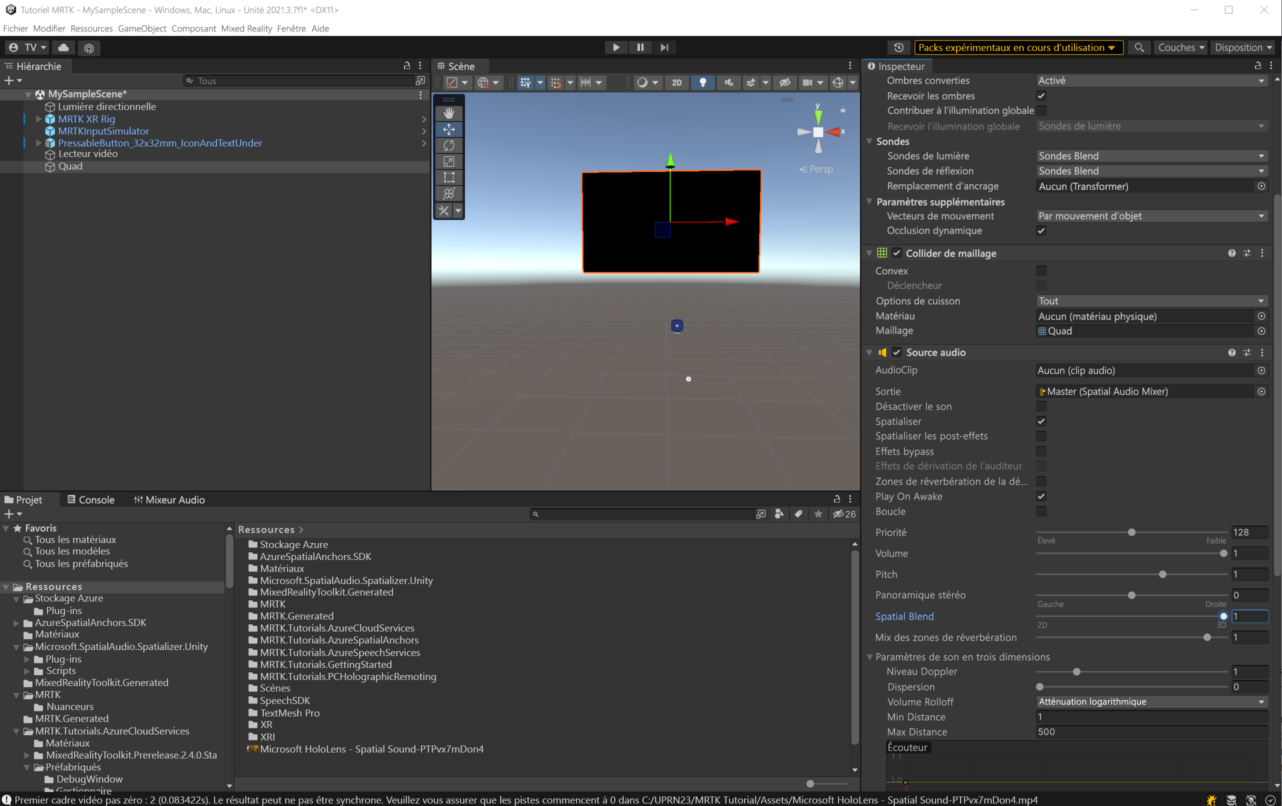 Screenshot of Quad audio source inspector.