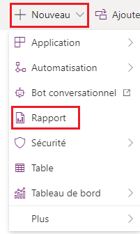 Capture d’écran illustrant l’option État sous le bouton Nouveau dans le volet Actions.