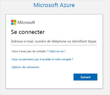 Capture d’écran montrant la page de connexion à Azure AD.