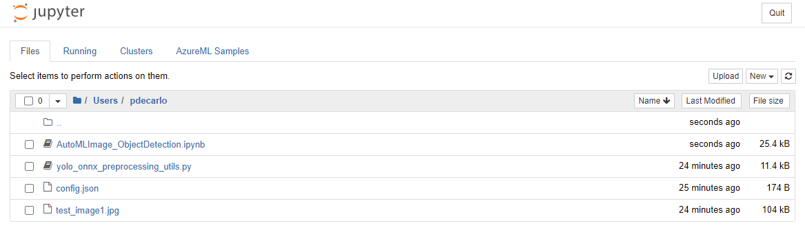 Capture d’écran montrant à nouveau l’espace de travail Jupyter avec toutes les conditions préalables nécessaires.