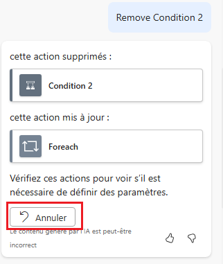 Capture d’écran illustrant le bouton Annuler.