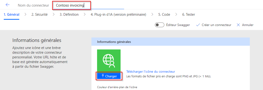 Capture d’écran d’une flèche pointant vers le bouton de chargement d’une image.
