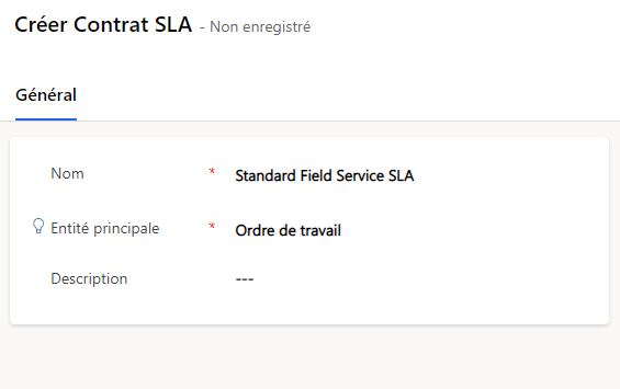 Capture d’écran illustrant la définition du nouveau SLA.