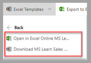 Capture d’écran des options locale et en ligne disponibles pour le fichier généré par le modèle Excel.