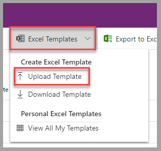 Capture d’écran d’un exemple d’application pilotée par modèle illustrant l’option Charger le modèle du menu Modèles Excel.