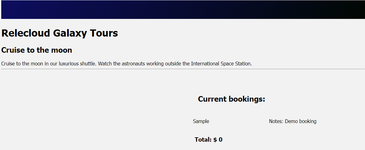 Capture d’écran de la page mise à jour avec l’exemple de réservation affiché à droite.