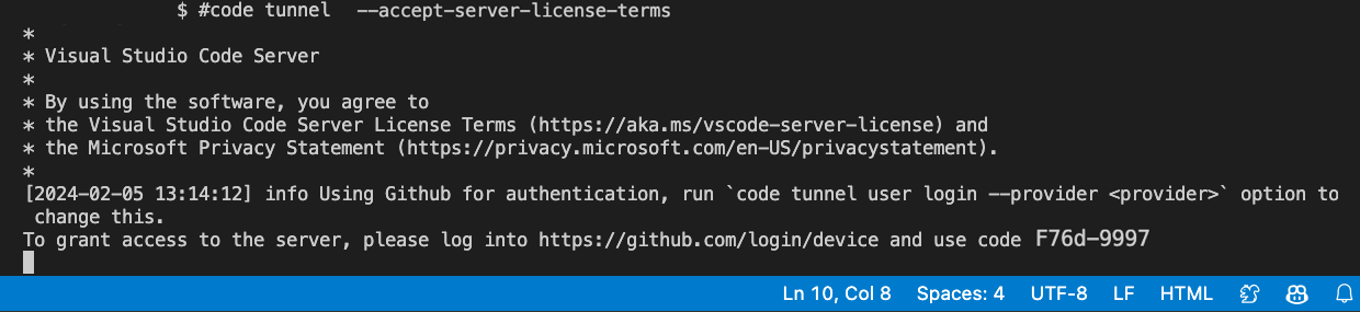 Capture d’écran du lien permettant de se connecter au client avec du code.