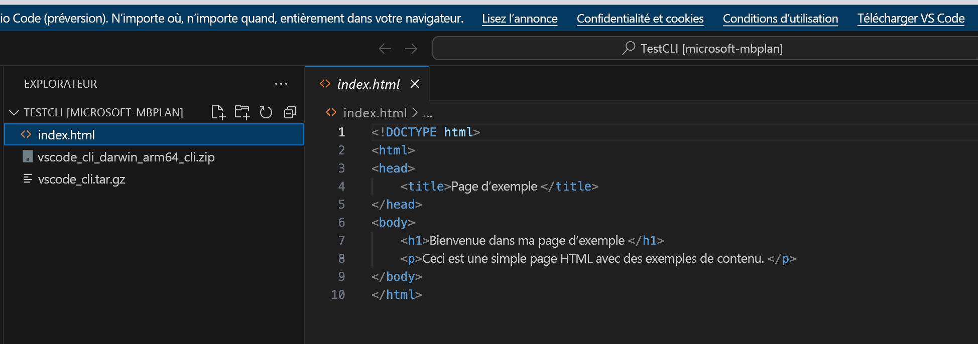 Capture d’écran du code.