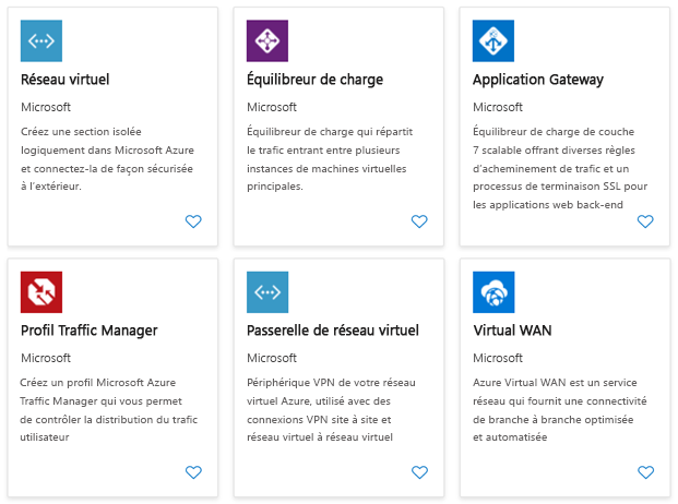 Screenshot that shows the main components of Azure network services.