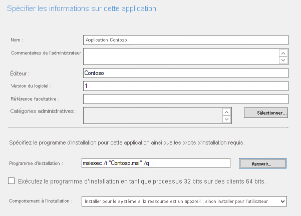 Screenshot of dialog prompting for information about the application, such as name, publisher, version, and comments.