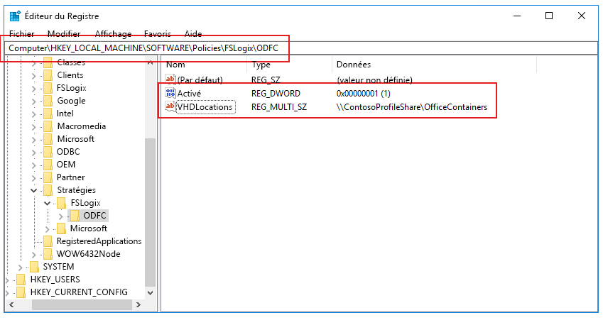 Screenshot showing the Office Containers Registry Configuration.