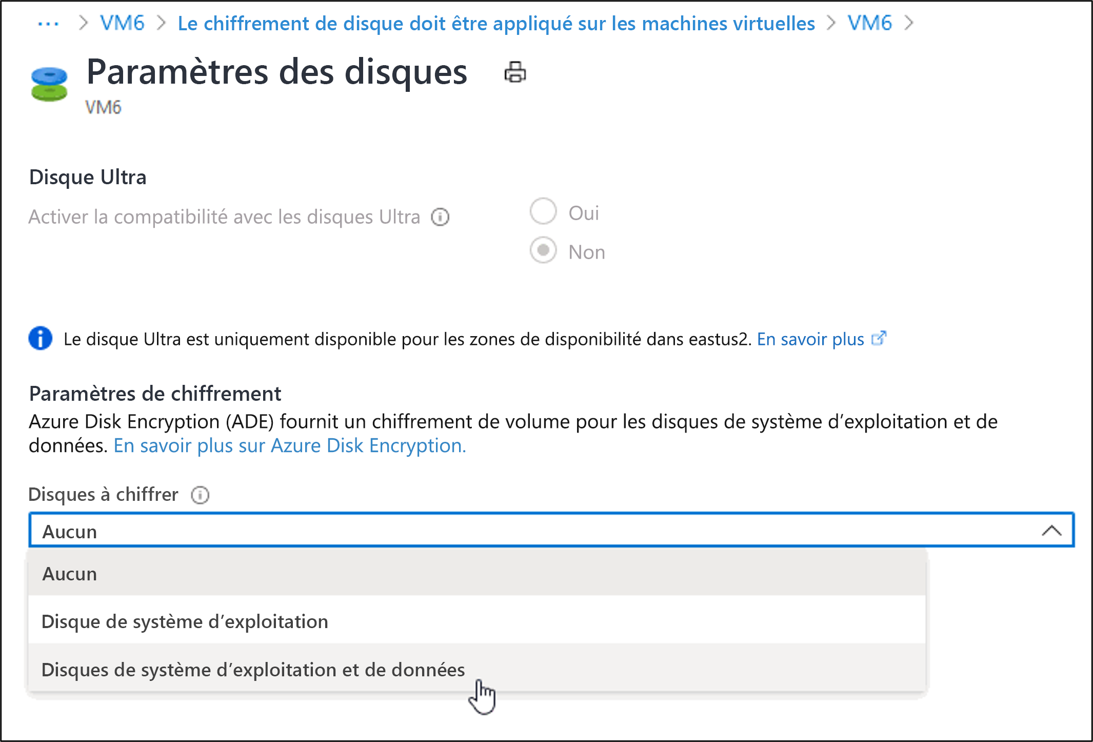 Capture d’écran montrant comment activer le chiffrement à partir de l’onglet Sécurité.