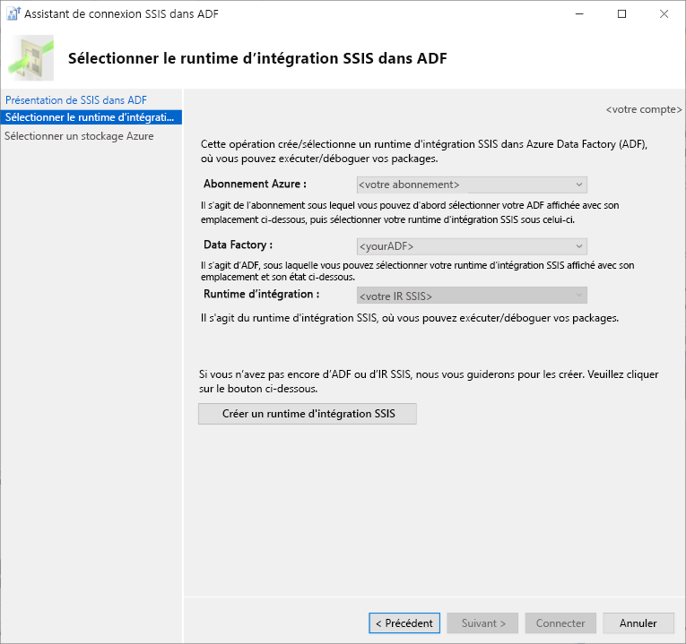 Select the SSIS IT in ADF