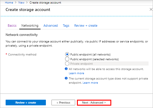 Onglet Réseau de HDInsight dans le portail Azure.