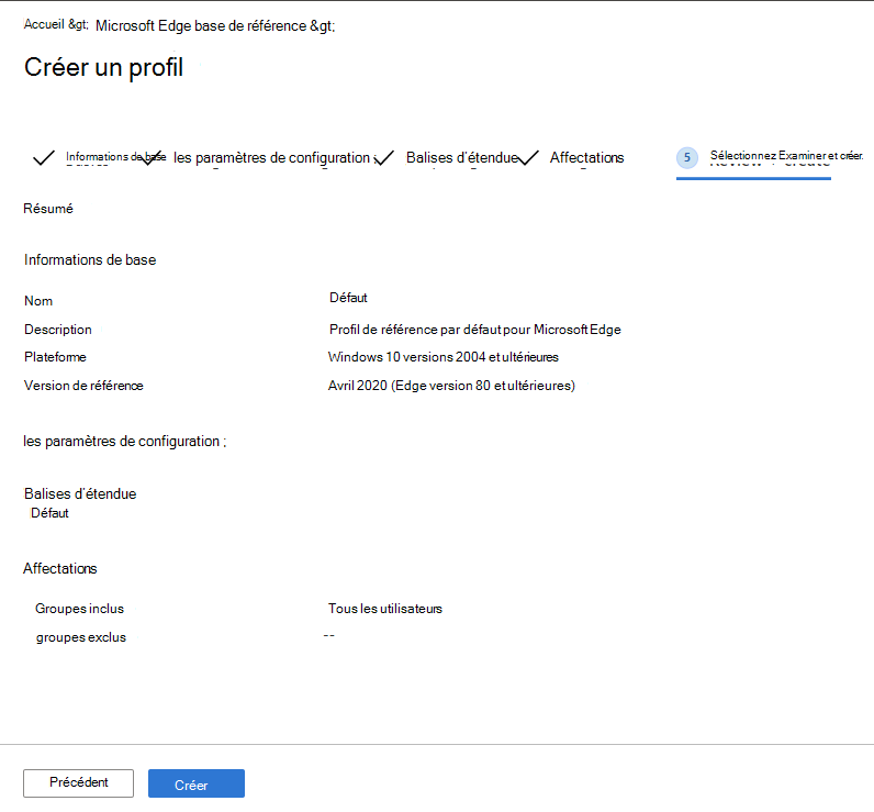 Capture d’écran de l’examen d’une ligne de base de sécurité du Centre d'administration Microsoft Endpoint Manager