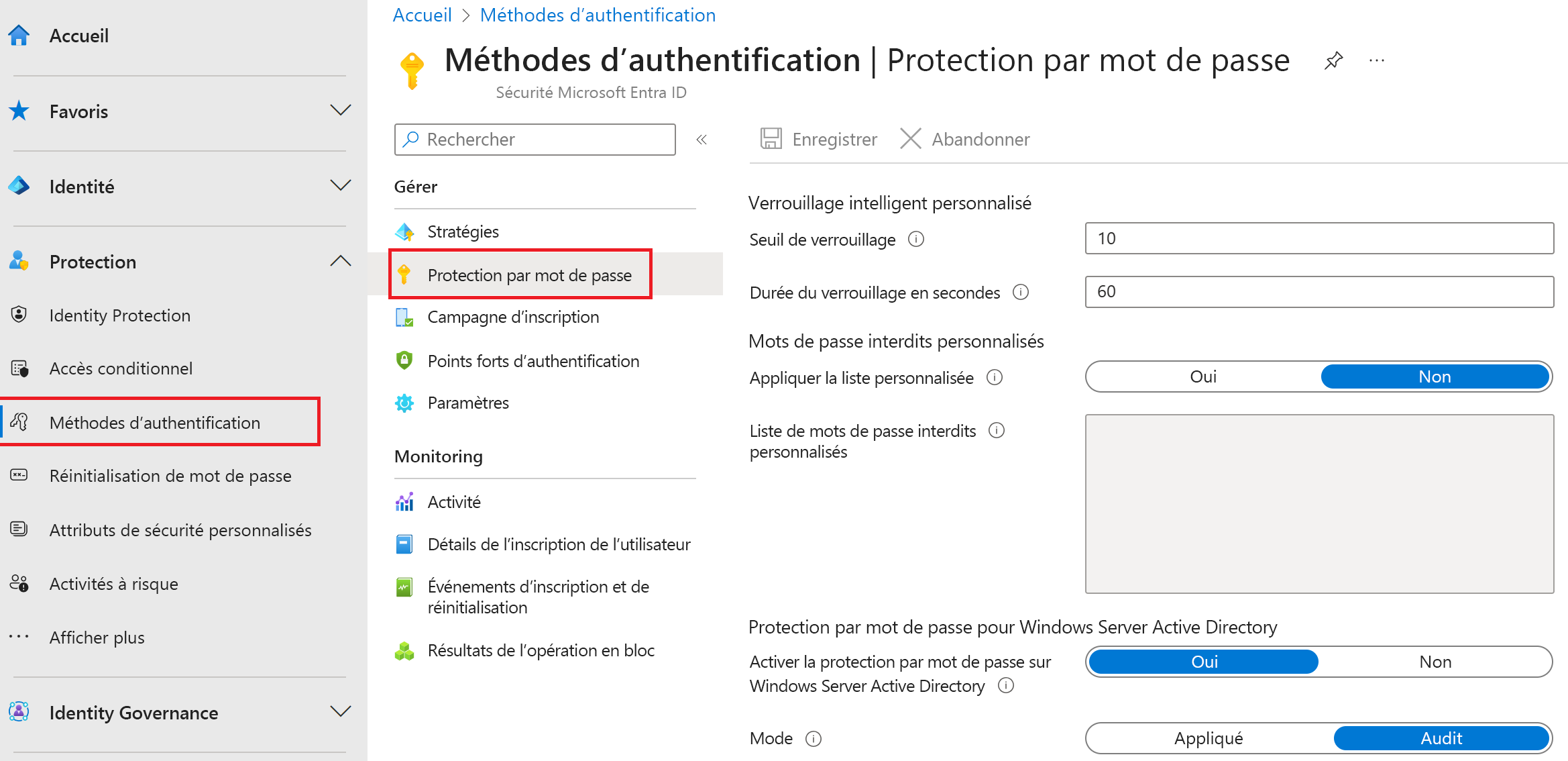 Screenshot of the Authentication methods dialog with the highlighted selections to browse to Password authentication.