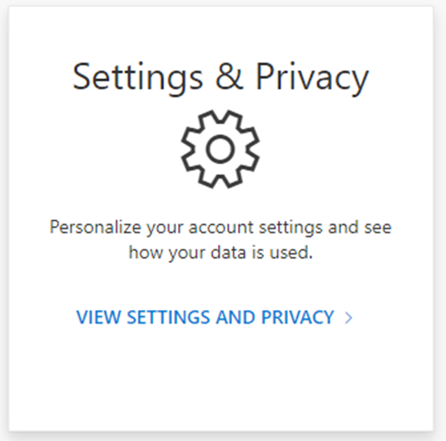 Screenshot of a popup, which says View settings and privacy. So the user can see what data is used and shared.
