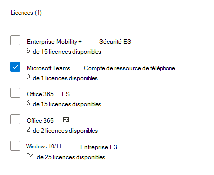 Capture d’écran de l’interface utilisateur attribuer des licences dans le Centre d'administration Microsoft 365