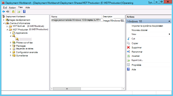 Exemple d’interface utilisateur de Microsoft Deployment Toolkit