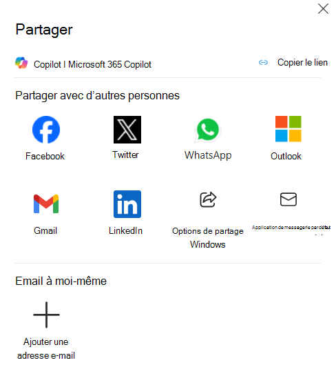 Capture d’écran de la fenêtre Partager qui s’affiche lorsque vous souhaitez mettre à jour les paramètres de partage d’un agent en direct.