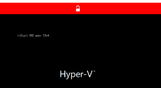 Capture d’écran de la transition d’une erreur Hyper-V vers un problème de démarrage PXE.