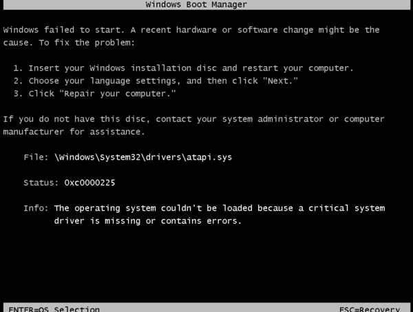 Résoudre l'erreur du gestionnaire de démarrage Windows - 0xC0000225 Statut  introuvable - Virtual Machines | Microsoft Learn