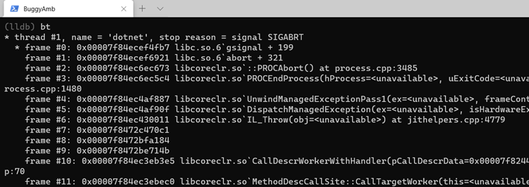 Capture d’écran de la commande bt.