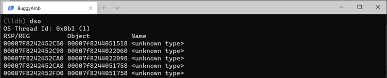 Capture d’écran de la commande dso.