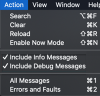 Capture d’écran montrant que les options Inclure les messages d’informations et Inclure les messages de débogage sont cochées.