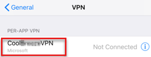 Capture d’écran montrant que le VPN créé n’est pas connecté.