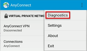 Capture d’écran montrant la fonction Diagnostics.