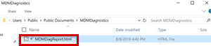 Capture d’écran montrant le dossier MDMDiagnostics.