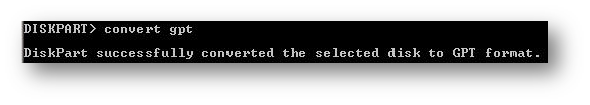 Capture d’écran de la sortie de la commande convert gpt.
