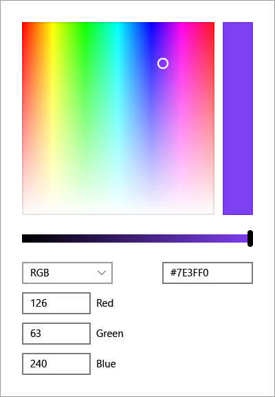 Contrôle de sélecteur de couleurs par défaut