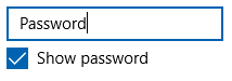 Zone de mot de passe avec un bouton bascule de révélation personnalisé.