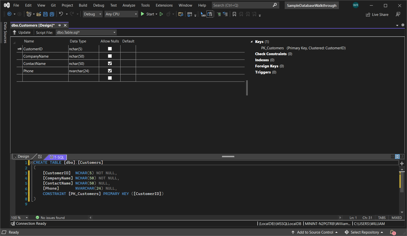 Créer une base de données et ajouter des tables - Visual Studio (Windows) |  Microsoft Learn