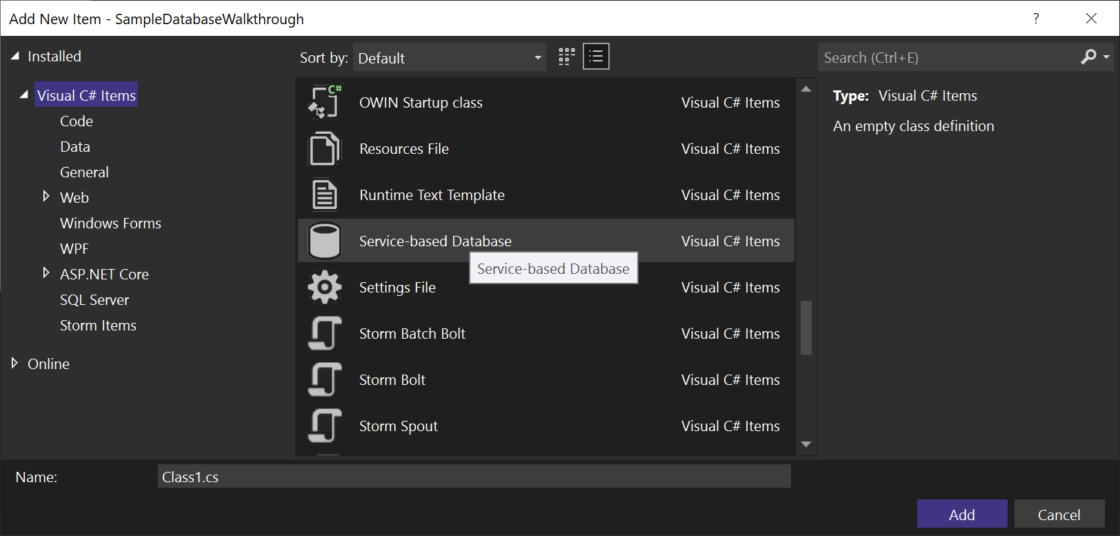 Créer une base de données et ajouter des tables - Visual Studio (Windows) |  Microsoft Learn