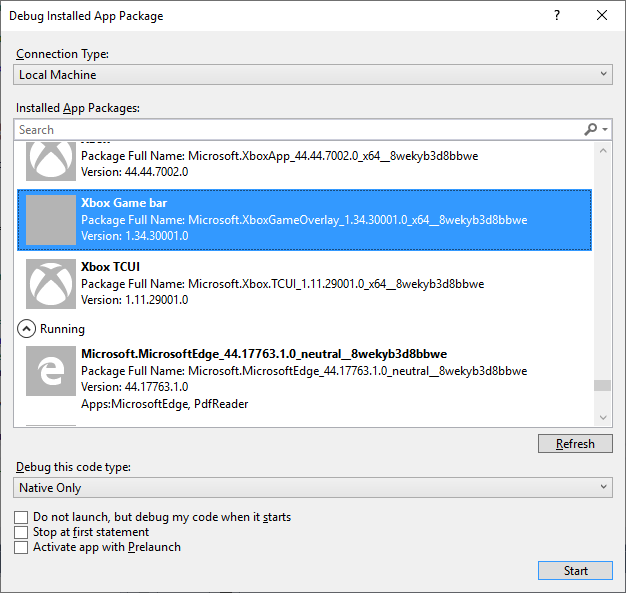 DebugInstalledAppPackage DebugInstalledAppPackage
