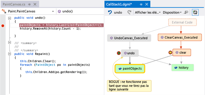 DebuggerMap_ShowedFields Fields related to a method on call stack code map