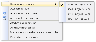 Stacks menu with 2 options on C while J is current