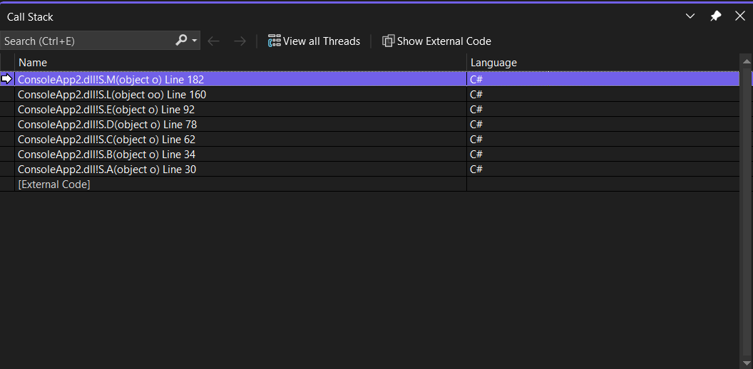 Afficher la pile des appels dans le débogueur - Visual Studio (Windows) |  Microsoft Learn