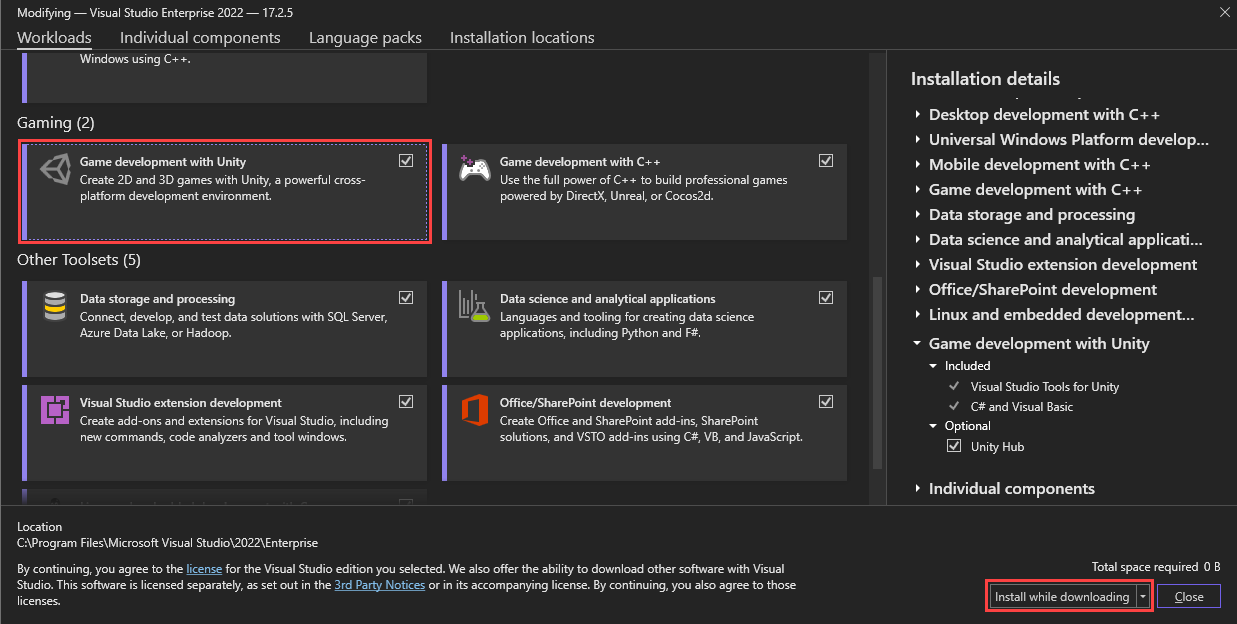 Installer et configurer Outils Visual Studio pour Unity | Microsoft Learn