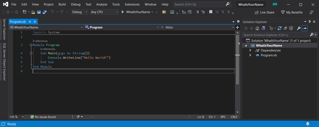 Tutoriel : créer des applications console simples Visual Basic - Visual  Studio (Windows) | Microsoft Learn
