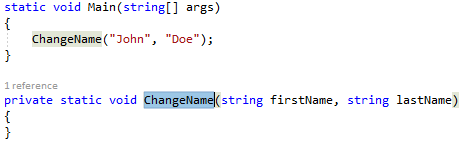 Capture d’écran du code mis en surbrillance C#.