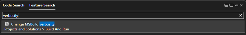 Capture d’écran montrant comment utiliser la zone de recherche dans Visual Studio.