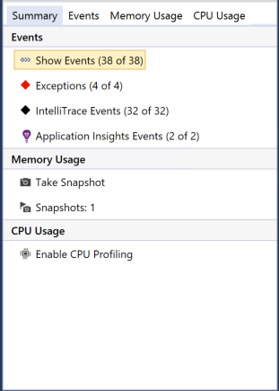 Screenshot of Diagnostics Tools Summary Tab.