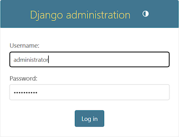 Capture d’écran montrant la boîte de dialogue de connexion pour le site d’administration Django.
