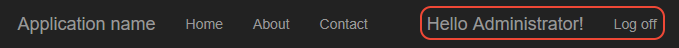 Hello message and logoff control on the Django Web Project app page.