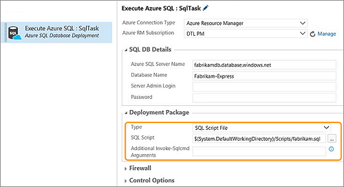 Scripts de tâche de déploiement de base de données SQL