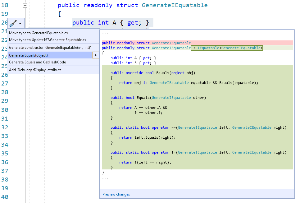 Generate IEquatable Operators